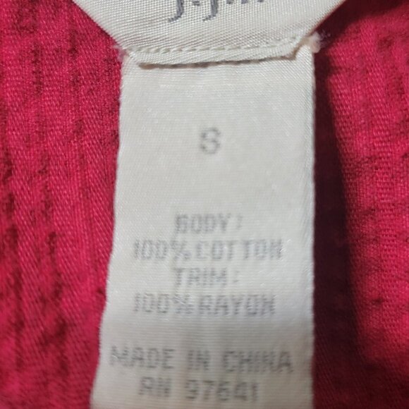 J.Jill Red Corduroy Button down L/S tunic with velveteen back panel  - size S - Picture 5 of 7